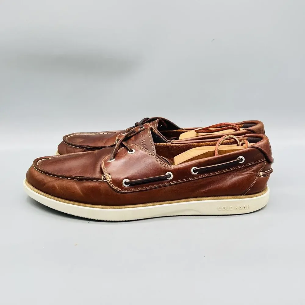 Cole Haan Shoes Mens 10.5 Brown Leather Boat Moc Toe Casual Comfort Nautical